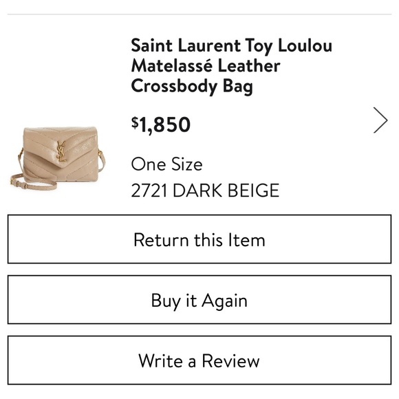 AUTHENTIC YSL Saint Laurent LOULOU TOY STRAP BAG MATELASSÉ "Y" LEATHER BEIGE - Picture 4 of 5